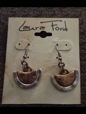 Mixed-Metal Crescent Drop Earrings